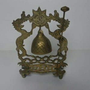 Antique Engraved Brass Chinese Dragon dinner Bell gong Circa 1900 – 1920