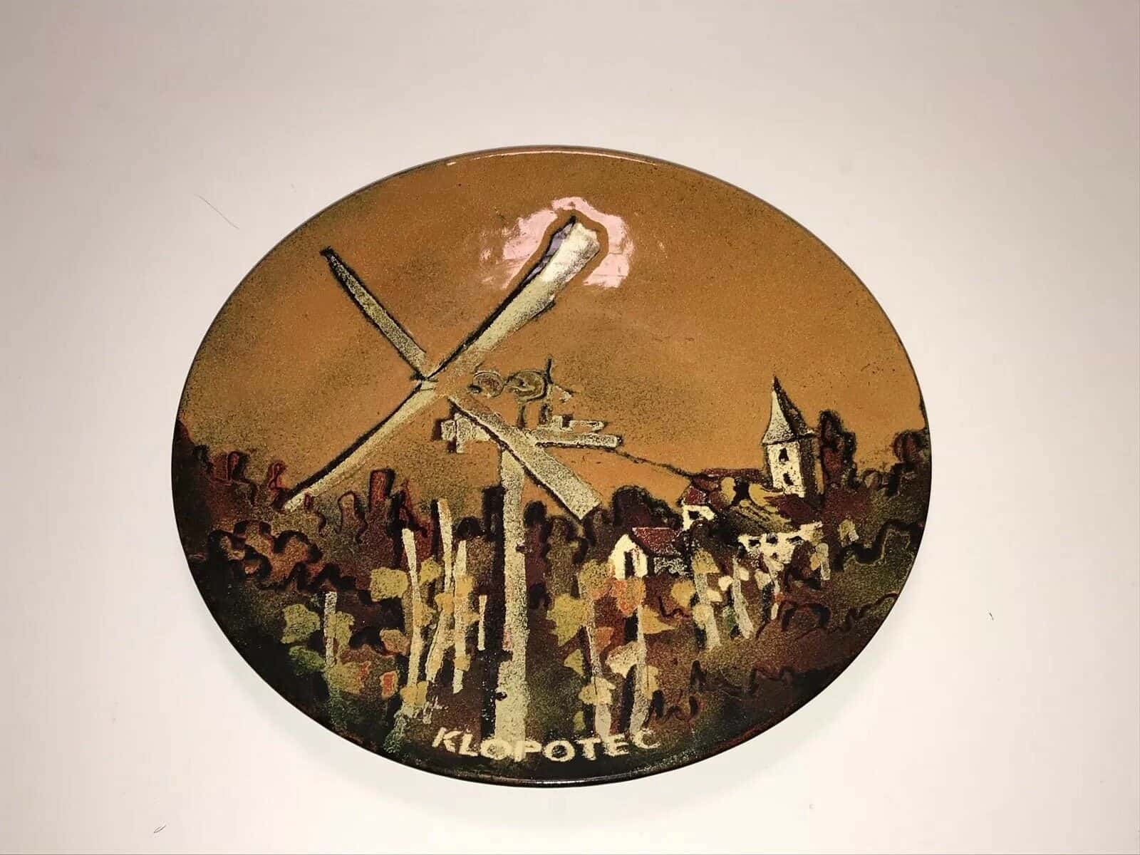 1960s Enamel Charger Zagreb Rucni Rad Mid-Century Studio Art
