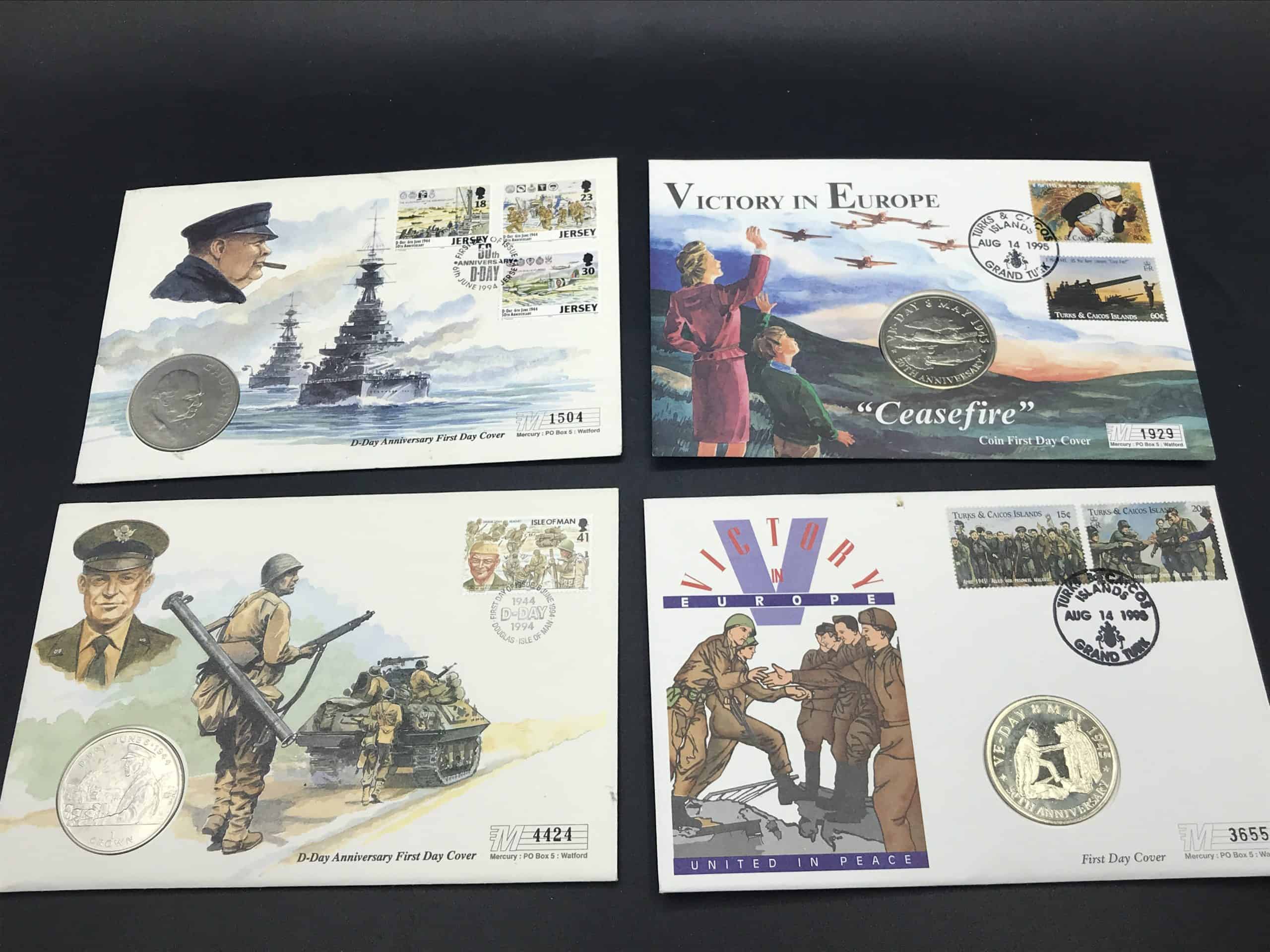 WW2 D-Day First Day Covers Collection – 17 Covers w/ Coins – Mint Condition - Image 3