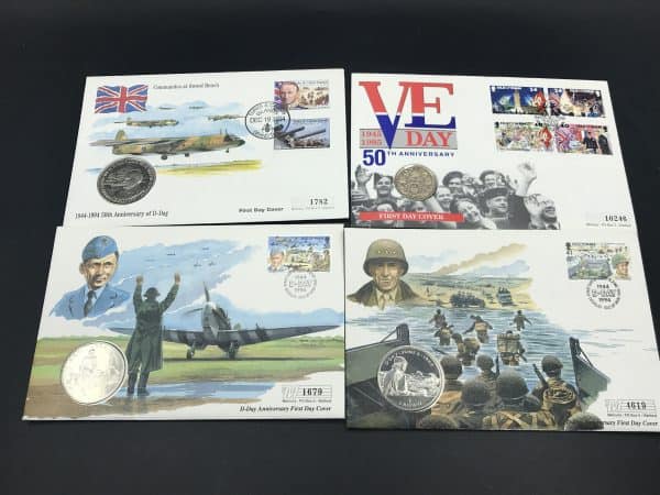 WW2 D-Day First Day Covers Collection – 17 Covers w/ Coins – Mint Condition - Image 4