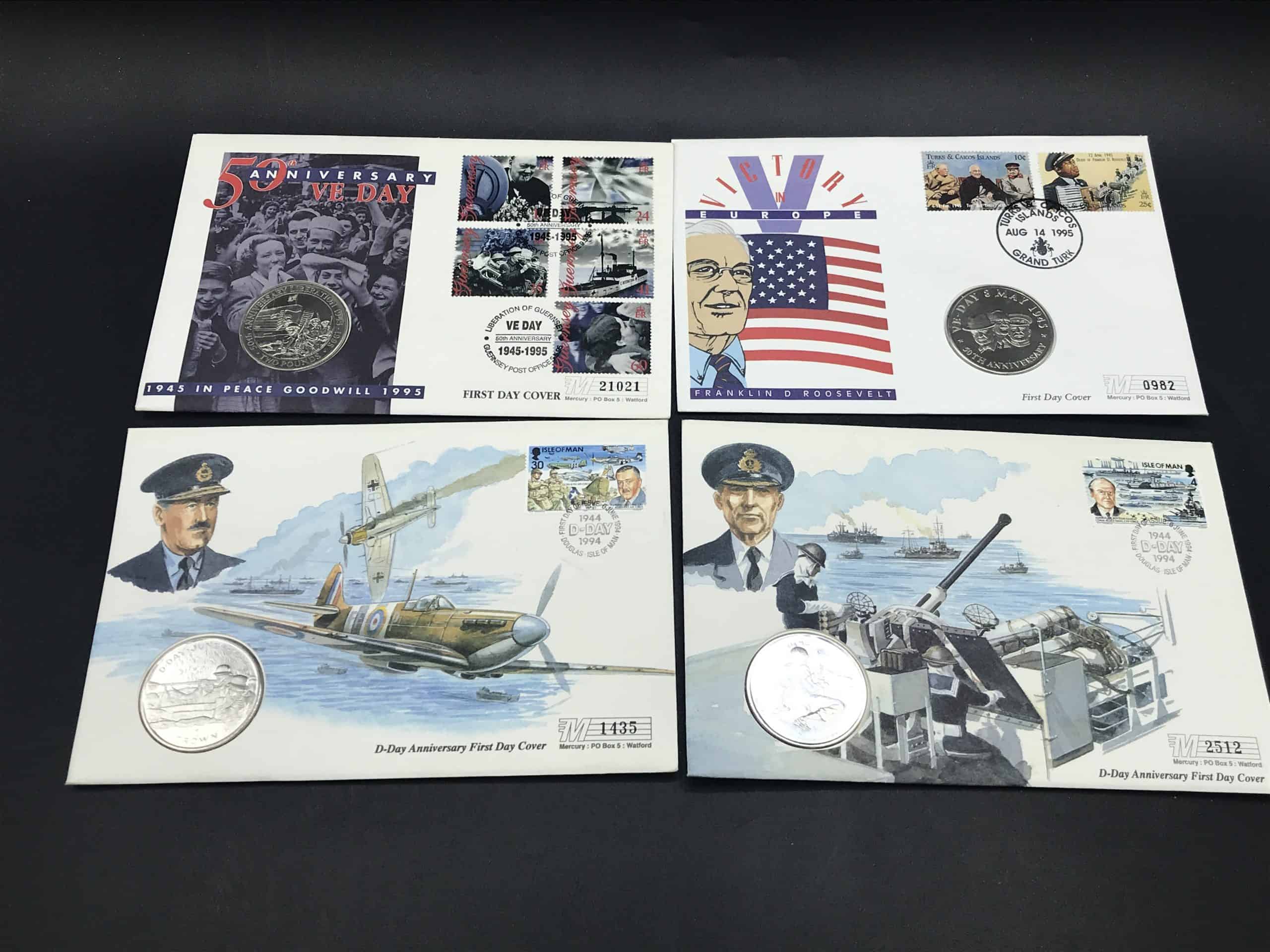 WW2 D-Day First Day Covers Collection – 17 Covers w/ Coins – Mint Condition - Image 5
