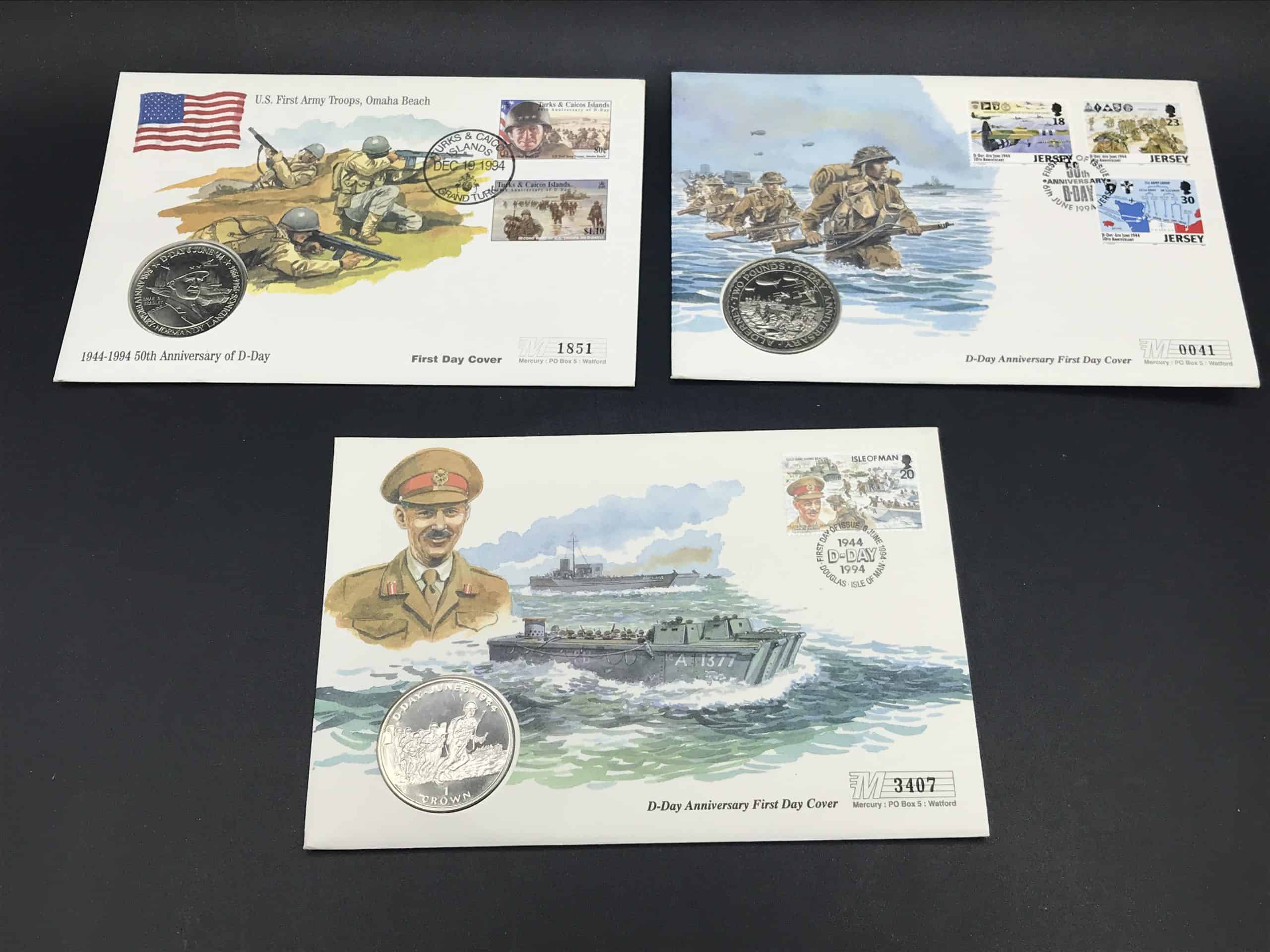 WW2 D-Day First Day Covers Collection – 17 Covers w/ Coins – Mint Condition - Image 6