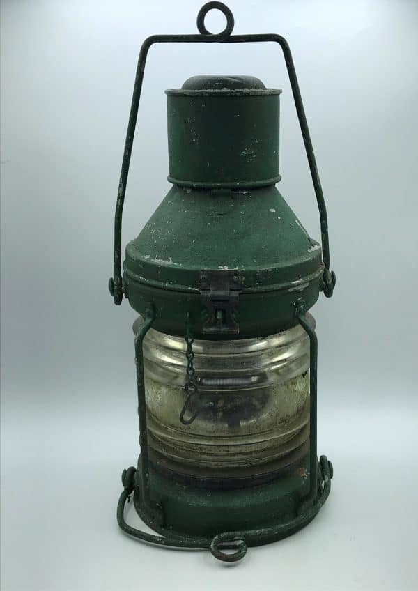 Large Galvanized Ship’s Anchor Light – Vintage Nautical Navigation Lamp