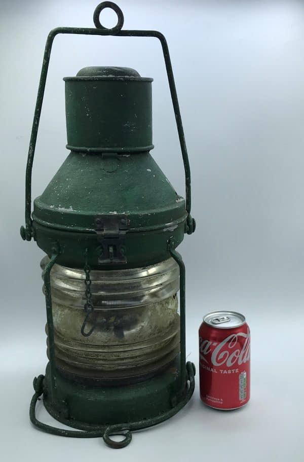 Large Galvanized Ship’s Anchor Light – Vintage Nautical Navigation Lamp - Image 9