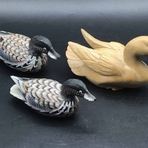Group of Three Hand Carved and Hand Painted Wood Ducks