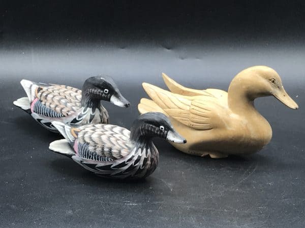 Group of Three Hand Carved and Hand Painted Wood Ducks - Image 3