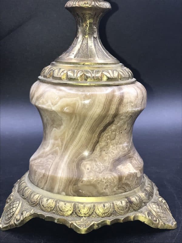 Mid Century Onyx and Brass Table Lamp - Image 3