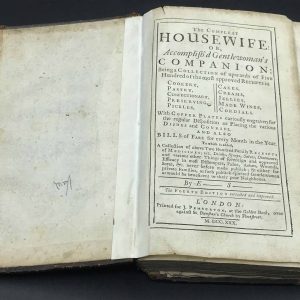 Rare 18th Century Cookbook – The Complete Housewife (1730) by Eliza Smith