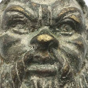 Antique Brass or Bronze Oriental Mask Plaque