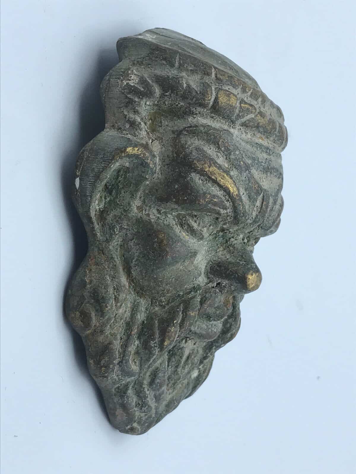 Antique Brass or Bronze Oriental Mask Plaque - Image 5