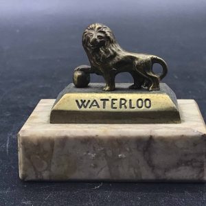 Bronze On Marble Paperweight Battle Waterloo Rampant Lion