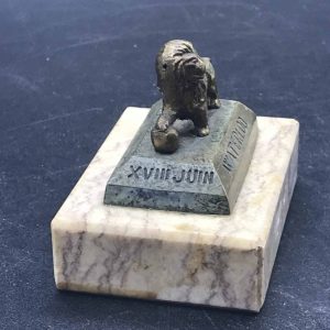 Bronze On Marble Paperweight Battle Waterloo Rampant Lion