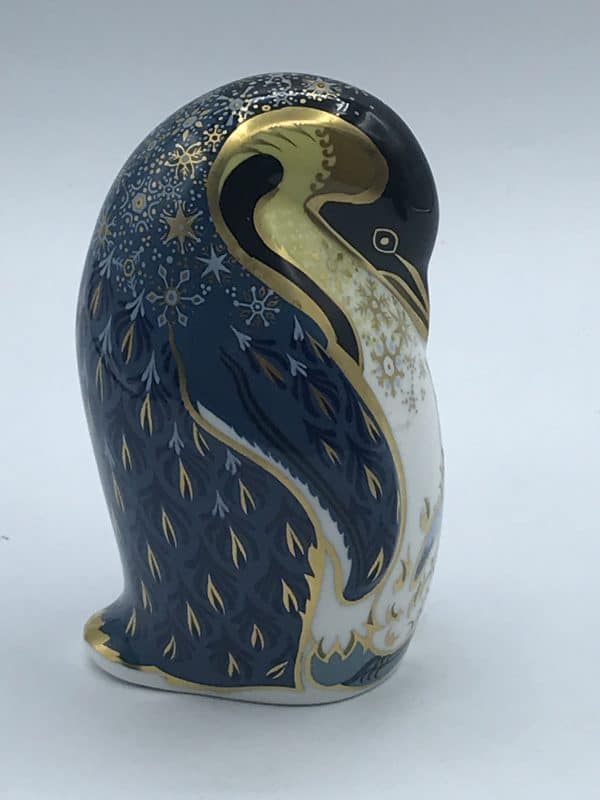 ROYAL CROWN DERBY EMPEROR PENGUIN & CHICK 22ct GUILDED PAPER WEIGHT GOLD STOPPER - Image 3