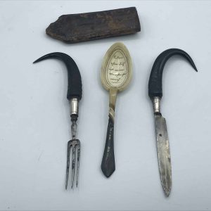 Rare 18th Century German Travelling Cutlery Set Horn Steel and Antler