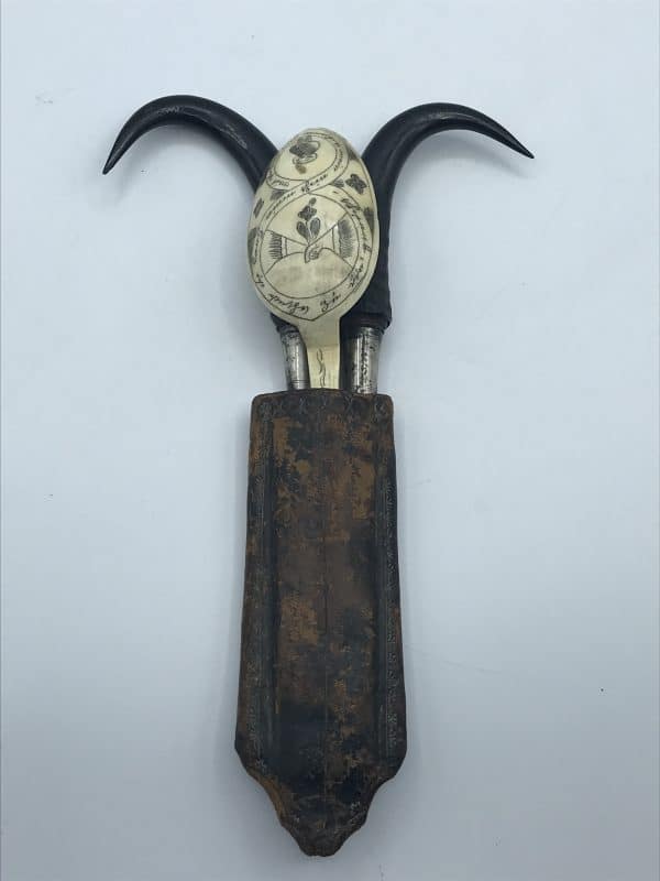 Rare 18th Century German Travelling Cutlery Set Horn Steel and Antler - Image 14