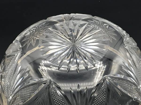 Antique Cut Crystal Glass Bowl – Sterling Silver Rim by James Dixon (1900) – Sheffield Hallmarked - Image 7