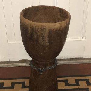 Antique Hand-Carved African Drum – Rustic Decor or Plant Stand, c.1900s