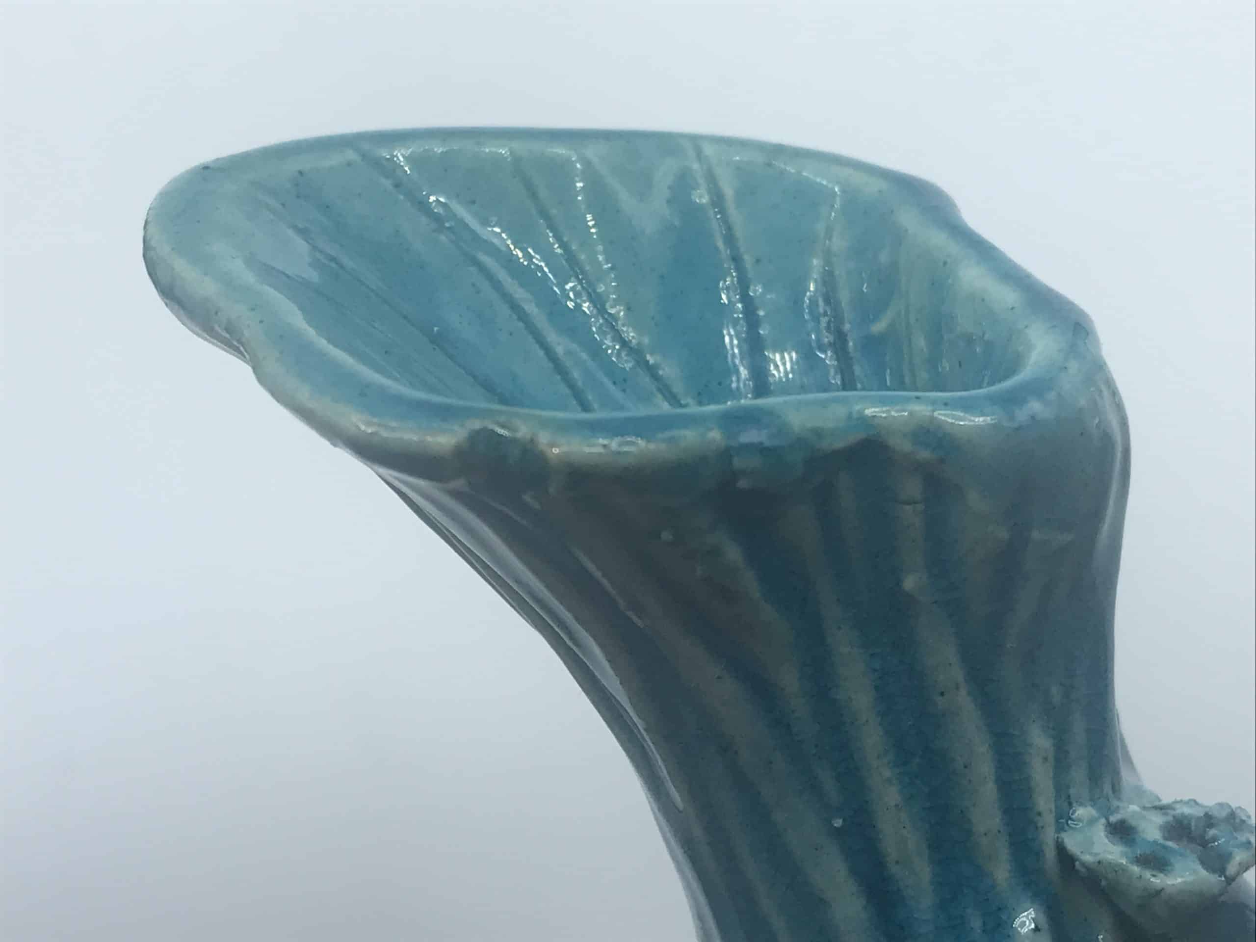Meiji Japanese Turquoise Glazed Frog Vase Antique Biscuit Porcelain - Image 10