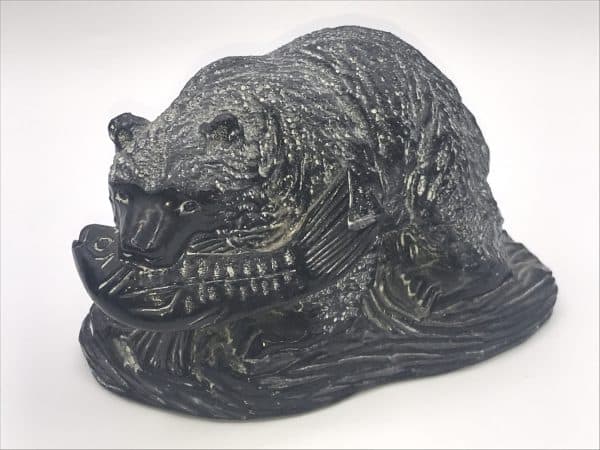 Inuit Soapstone Sculptures – Wolf Originals Canada Bear & Hunter Figures - Image 3
