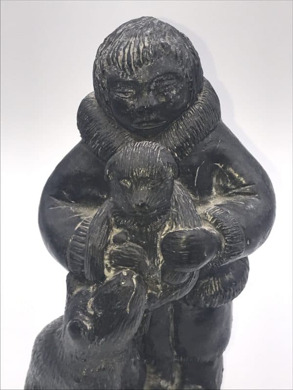 Inuit Soapstone Sculptures – Wolf Originals Canada Bear & Hunter Figures - Image 8