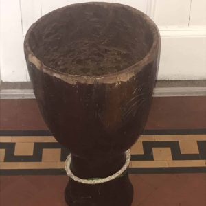Vintage Hand Carved African Drum Mid 20th Century Hardwood Piece