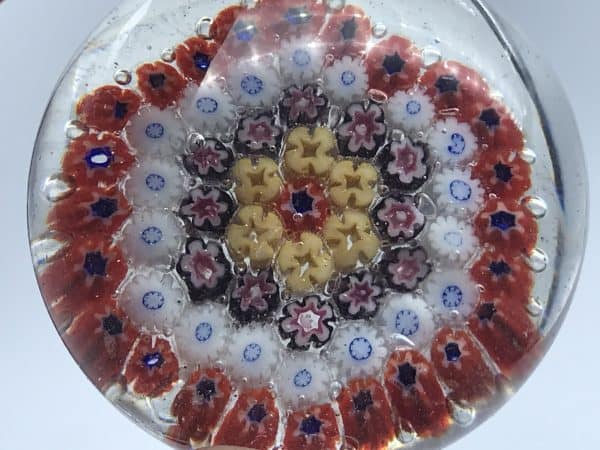 Antique Hand Blown Millefiori Glass Paperweight