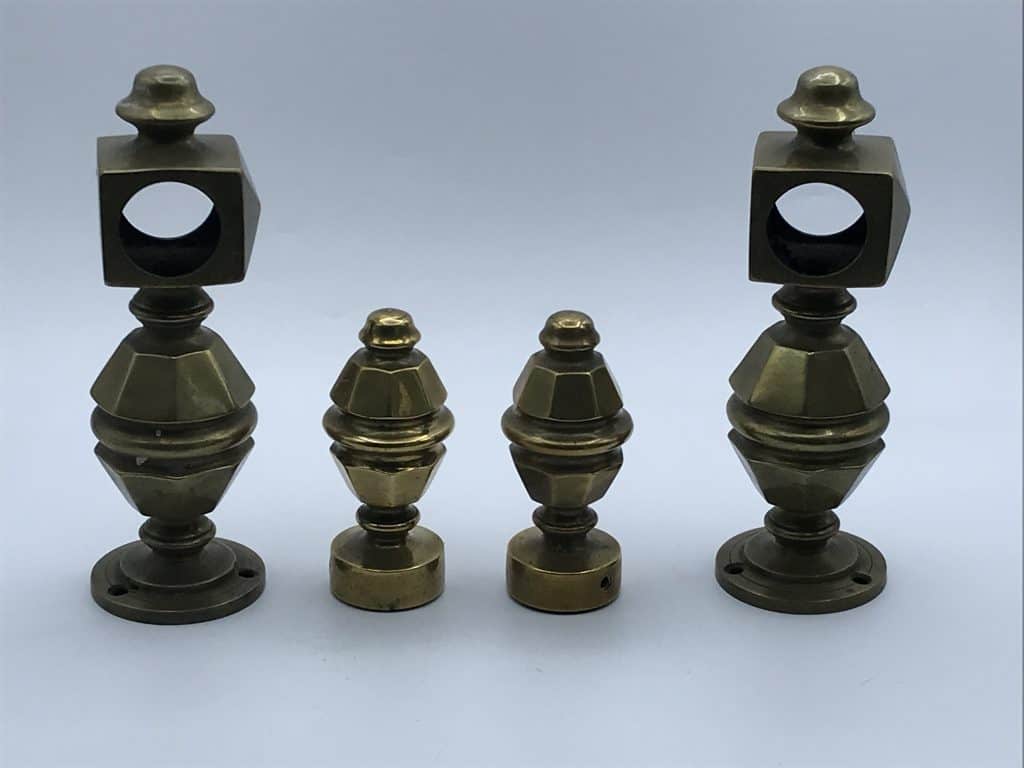 Set Antique Brass Curtain Pole Brackets and Finial Ends — Antiques Arena