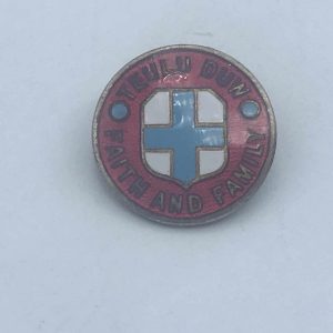 Antique Edwardian Welsh Teulu Duw Faith & Family Blue Cross Enamel Badge