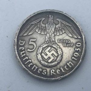 5 Reichsmark Germany  5 Marcos Alemania Hindenburg Hamburg 1936 Coin