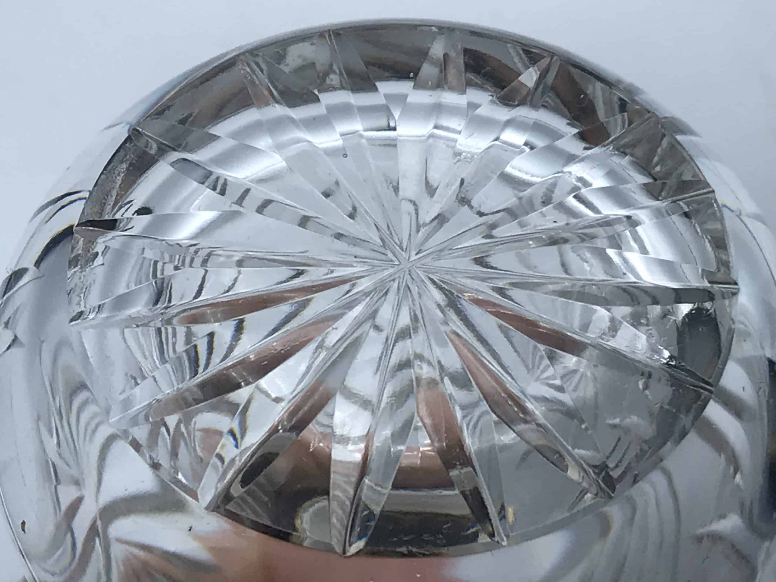 English Sterling Silver and Cut Crystal Sifter Birmingham 1973 - Image 6