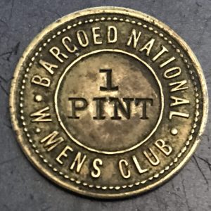 Rare Welsh Brass Token Bargoed National  Workmens Club Pub