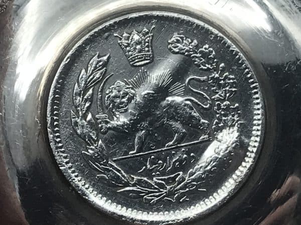Iran Silver Coin Bowl – 1927 Reza Shah Pahlavi 2000 Dinar – Antique Persian Silver - Image 6