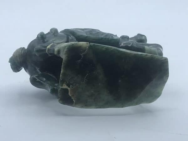 Antique Early 20th Century Chinese Carved Green Jade Horse on Plinth – Silver Inlay Base - Image 12