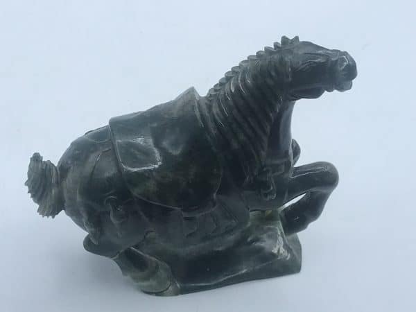 Antique Early 20th Century Chinese Carved Green Jade Horse on Plinth – Silver Inlay Base - Image 13