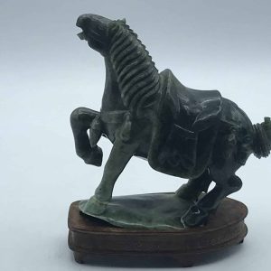 Antique Chinese Carved Jade Horse on Plinth