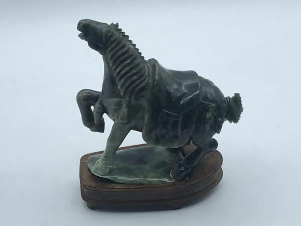 Antique Early 20th Century Chinese Carved Green Jade Horse on Plinth – Silver Inlay Base - Image 18