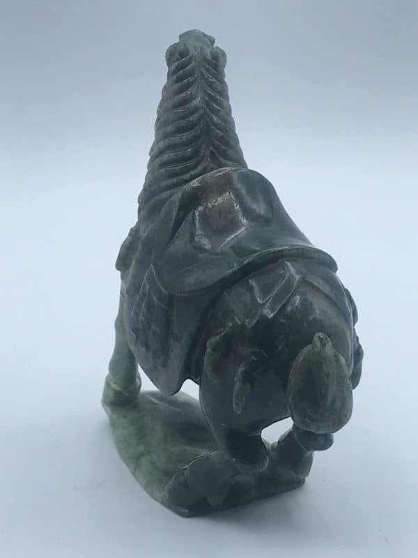 Antique Early 20th Century Chinese Carved Green Jade Horse on Plinth – Silver Inlay Base - Image 10