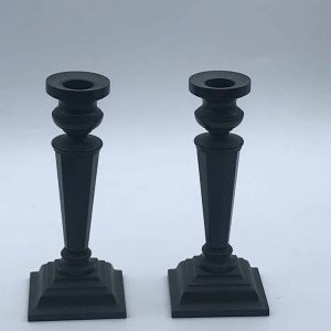20th Century Ebony Candlesticks Pair Hand Turned Ebony Candlesticks
