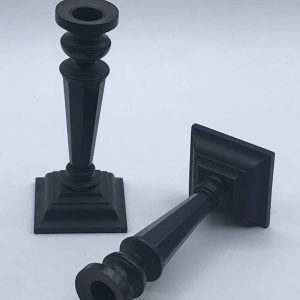 20th Century Ebony Candlesticks Pair Hand Turned Ebony Candlesticks