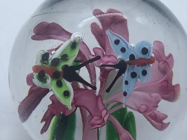 Vintage Chinese Glass Paperweight Butterflies - Image 3