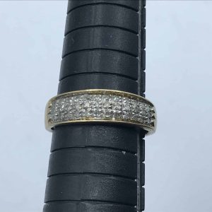 9ct Yellow Gold Diamond Ring – Elegant Engagement Band, Size P ½