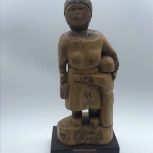 Italian Wood Carving La Mama by P Scara Mother and Child Sculpture