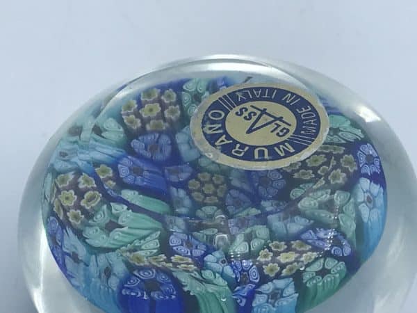 Italian Murano Millefiori Glass Paperweight With Label - Image 7