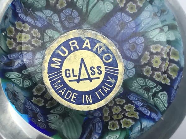 Italian Murano Millefiori Glass Paperweight With Label - Image 8