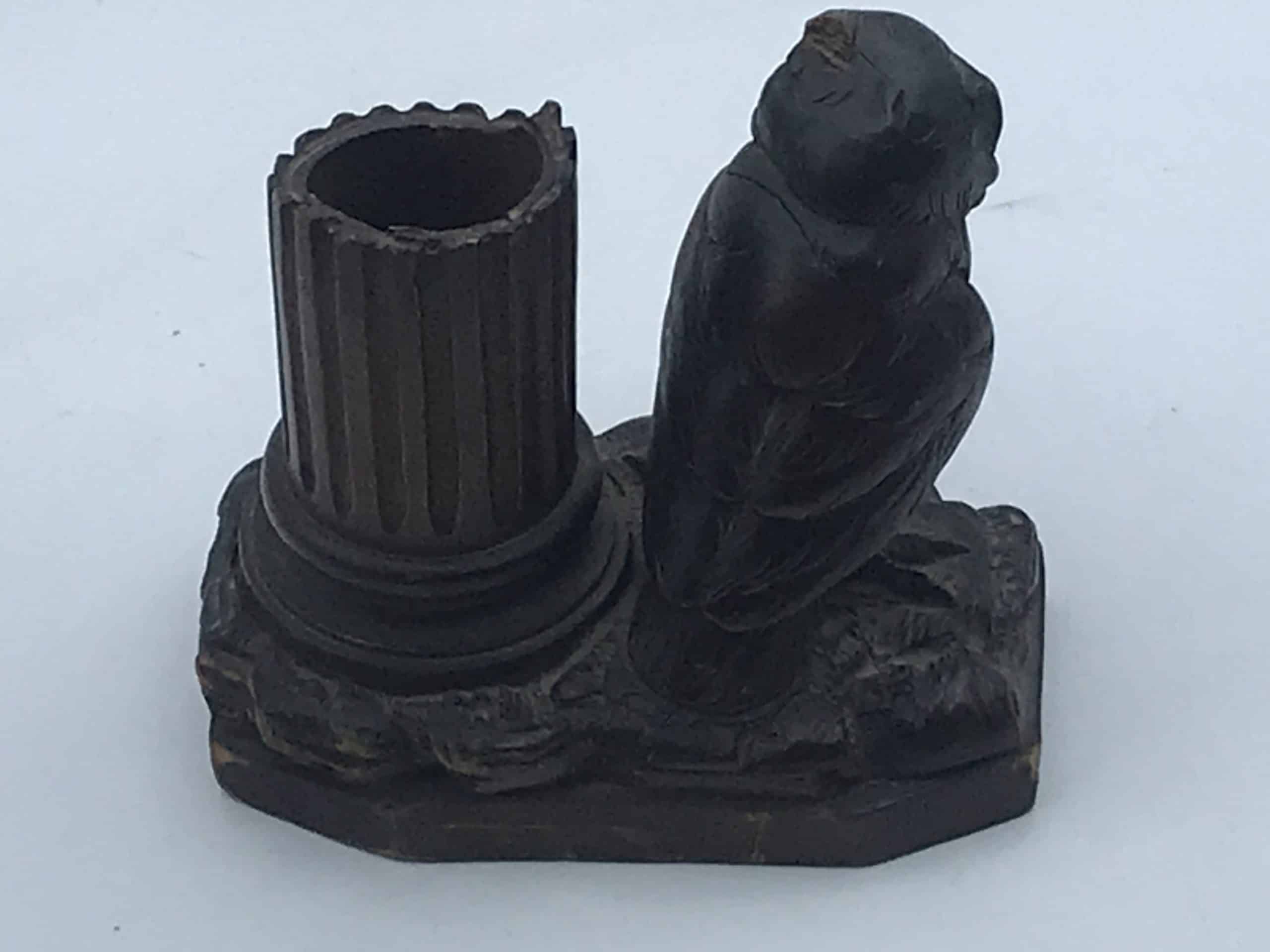 Antique Black Forest Carved Wood Owl Spill Vase - Image 6