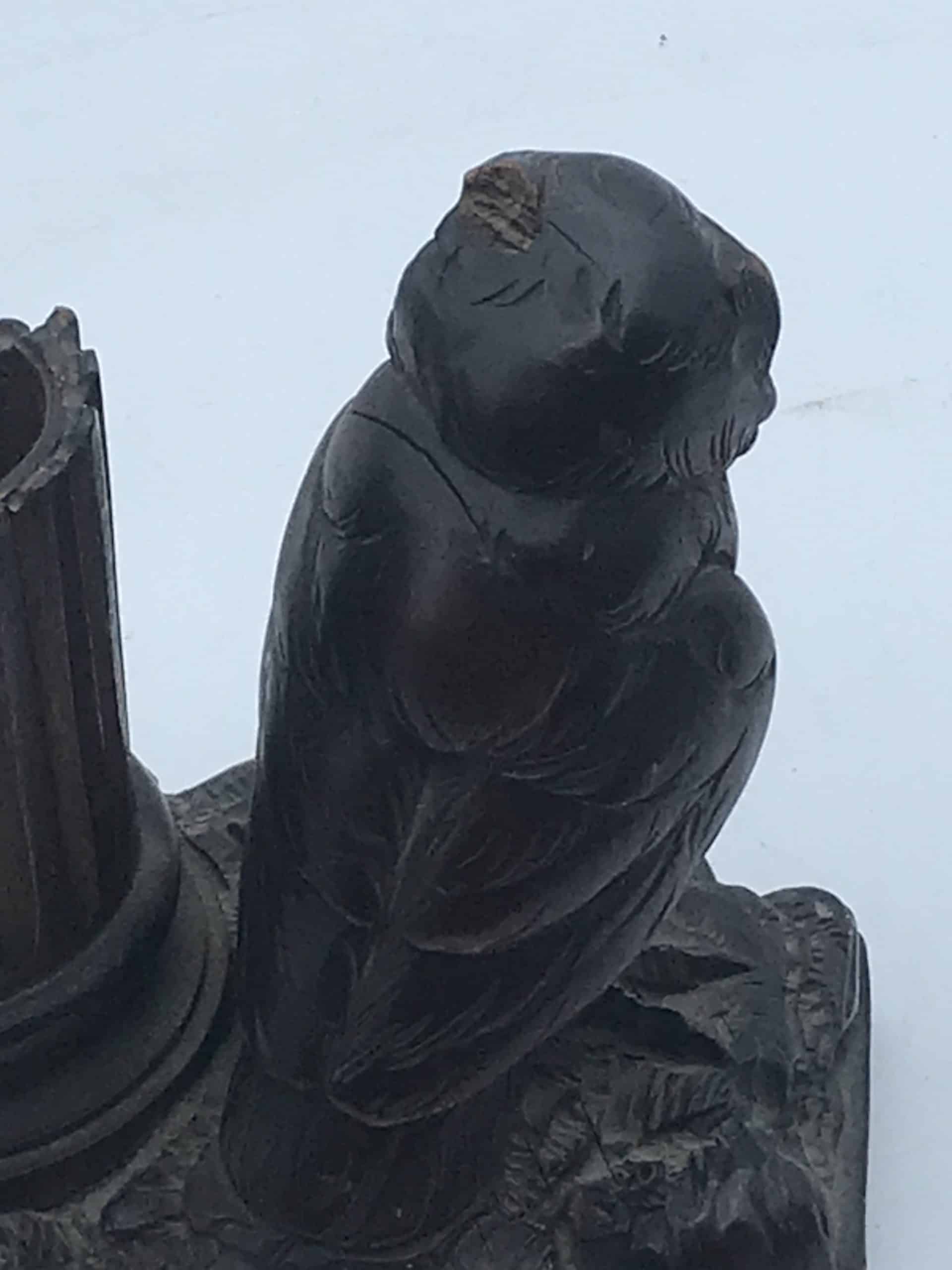 Antique Black Forest Carved Wood Owl Spill Vase - Image 7