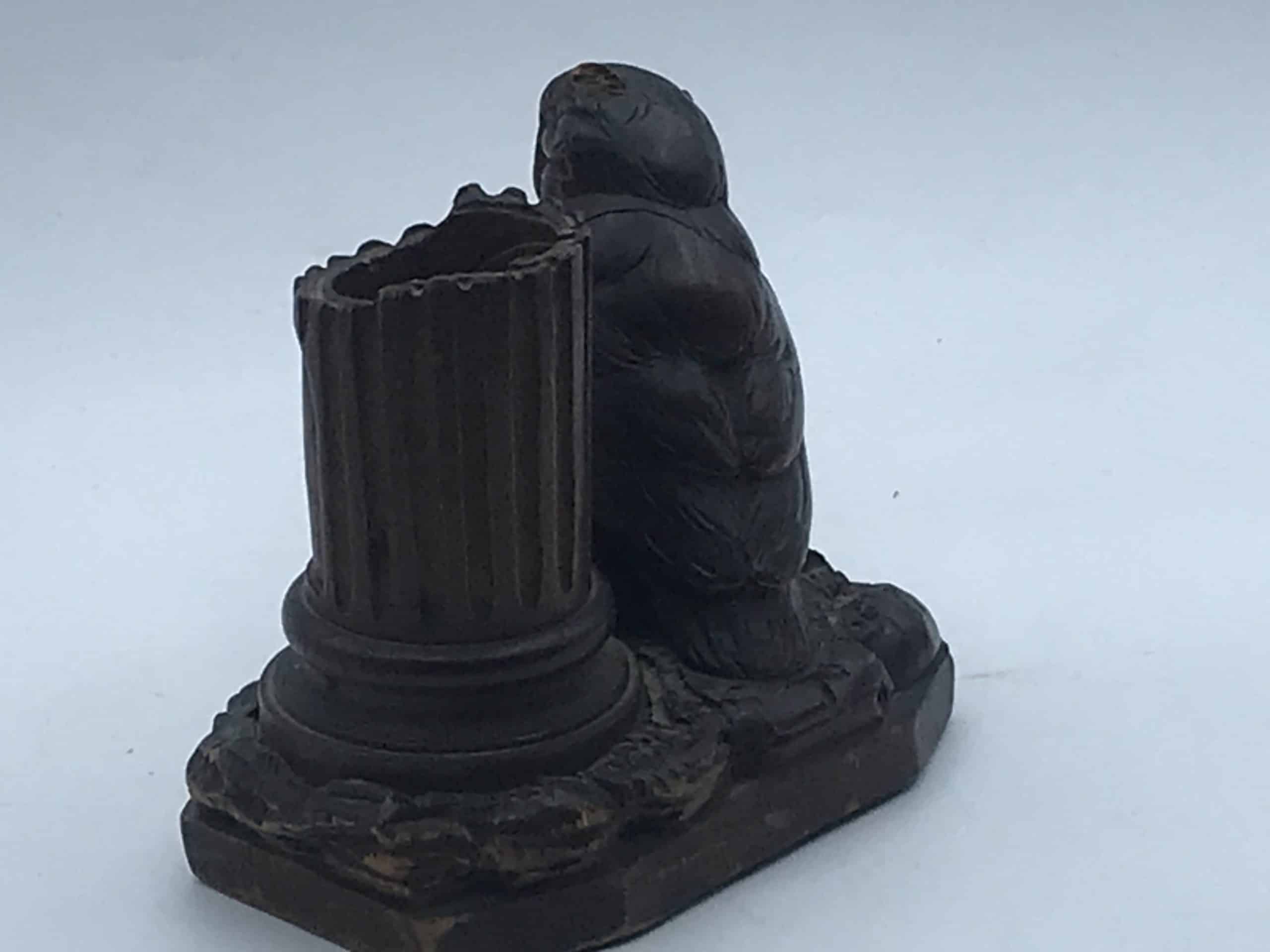 Antique Black Forest Carved Wood Owl Spill Vase - Image 10