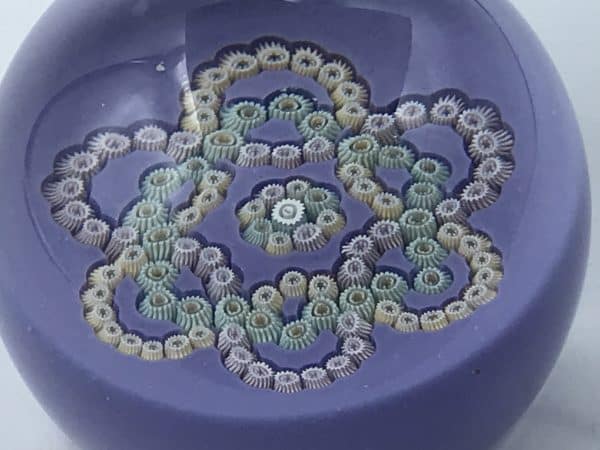Edinburgh Crystal Millefiori Paperweight – Lavender Base, Scottish Art Glass - Image 3
