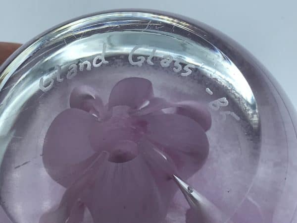 Large Signed Bland Glass 1985 Glass Paperweight - Image 8