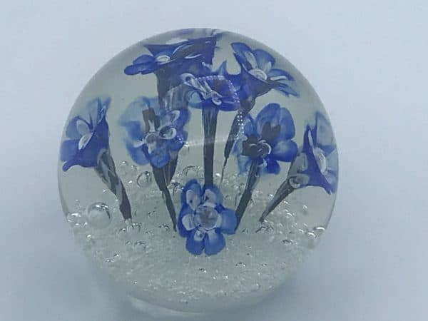 Large Murano Ferro & Lazzarini Glass Paperweight – Blue Flowers, Italian Art - Image 5
